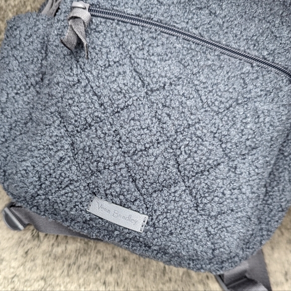Vera Bradley Teddy Fleece Sherpa Backpack Blue - Picture 8 of 12